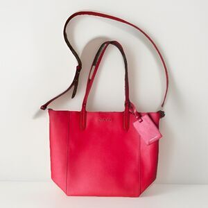 MICHAEL KORS JET SET TRAVEL LARGE Saffiano Bright Red Leather Tote Bag Dividers